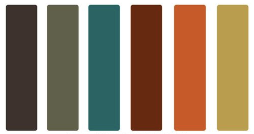Color palette of Mid Century Modern design style